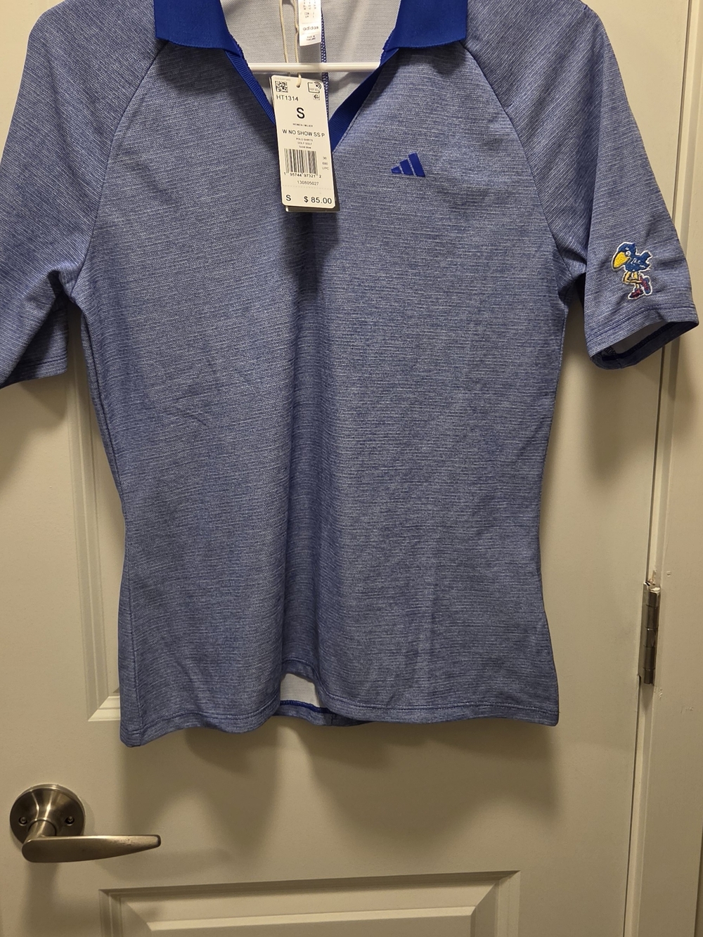 Adidas Heather Blue Polo with Team Mascot Patch